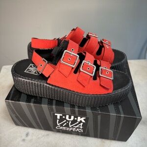 T.U.K. Red Platform Sandals